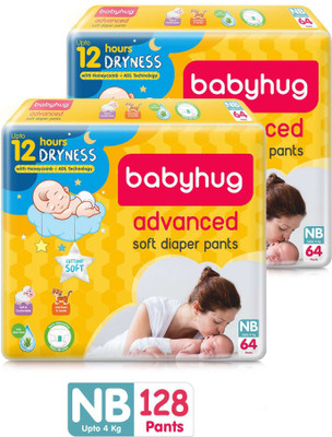 babyhug Advanced Pant Diapers New Born - 64 Pieces - (Pack of 2) - New Born(128 Pieces)