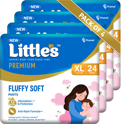 Little's Comfy Baby Pants Diapers with Wetness Indicator and 12 hours Absorption | Monthly Pack | Extra Large - XL(96 Pieces)