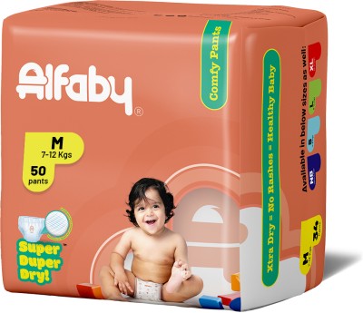 Alfaby Baby Diapers | leak proof super dry and super comfy pants - M(50 Pieces)