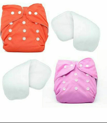 moms angel Baby Cloth Adjustable Diaper+White Insert Washable and Reusable Nappy(Pack of 2)
