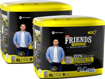 FRIENDS UltraThinz Slim Fit Dry Pants for Men Adult Diapers - XL(18 Pieces)