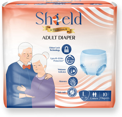 SHIELD Premium Pant Style | Pack of 1 | Adult Diapers - L(10 Pieces)