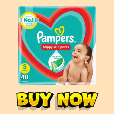 Pampers Dry Fit S Size Baby Diapers, 40-Pack, Lotion-Infused Softness HU - S(40 Pieces)