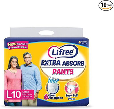 LIFREE Extra Absorb Adult Diapers - L(10 Pieces) Adult Diapers - L(10 Pieces)