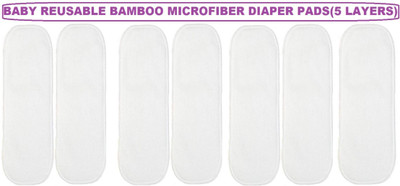 TINNY TOTS )Premium Quality 5 Layers Cotton Microfiber Bamboo White Insert Liner Reusable Washable Cotton Diaper Nappy Inserts for Baby Cloth Diapers, 5 Layer White Inserts Liners Natures Cloth Diaper Liner For Toddlers/Infants/New Borns(0-24 Months, 3-17KGS,PACK OF 7 - L(7 Pieces)