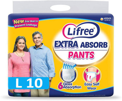 LIFREE Pants Diaper L 10 Adult Diapers - L(10 Pieces)