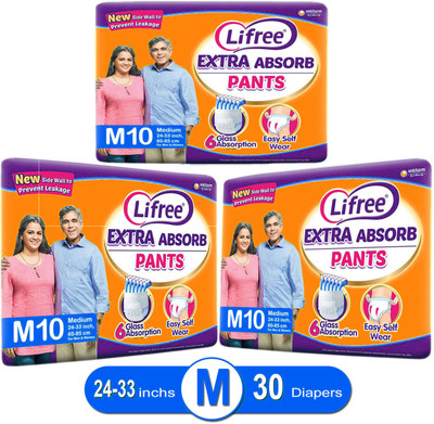 LIFREE Adult Diaper Pants, Extra Absorb Adult Diapers - M(30 Pieces)
