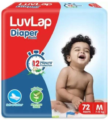 LuvLap Baby Diaper Pants Medium Size, with Aloe Vera Lotion, 72\Pack (Pack of 1) - M(72 Pieces)