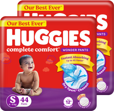 Huggies Complete Comfort Wonder Pants| India's Fastest Absorbing Diaper |S 44 X 2 |88 - S(88 Pieces)