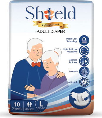 SHIELD Premium Tape Style | Pack of 1 Adult Diapers - L(10 Pieces)