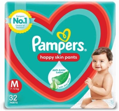 Pampers Happy Skin Diaper Pant For Baby (M 32) - M(32 Pieces)