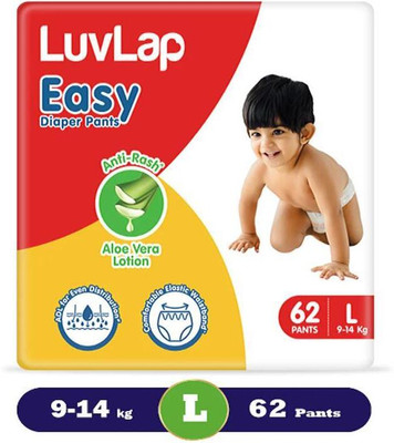 LuvLap Easy Diaper Pants Large 62 for babies upto 9-14Kg 360° fit for better coverage - L(62 Pieces)