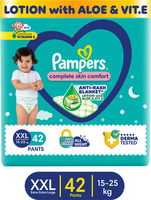 Pampers Complete Skin Comfort Pants, Anti-rash blanket, Lotion with VitaminE & Aloe Vera - XXL(42 Pieces)