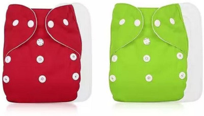 DECRONICS Newborn Baby Reusable Pack of 2 Cloth Diapers With 5 Layer 2 Insert Pads, CD78 - S - M(2 Pieces)