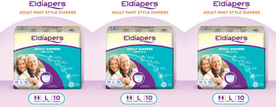 Eldiapers Adult Pant Style Diaper - Large (10 Pieces) - (Pack of 3) - L(30 Pieces)