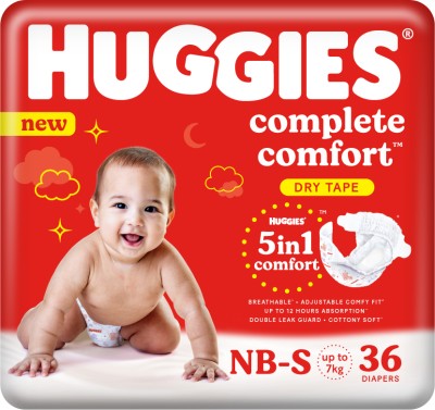 Huggies Dry Tape - Up to 2x Faster Absorption - Up to 12 Hours Overnight Absorption | - New Born(36 Pieces)