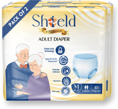 SHIELD Premium Pant Style | Pack of 2 | Adult Diapers - M(20 Pieces)