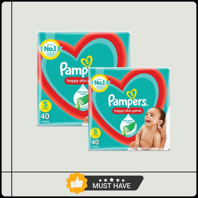 Pampers Baby Diapers-S Size(Pack of 2)-25N490 - S(80 Pieces)