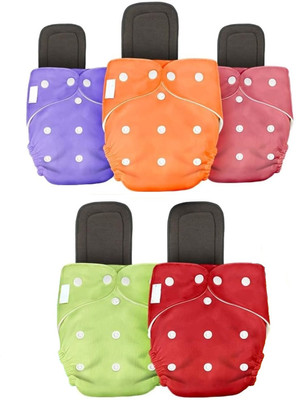 VINMOT Reusable Washable Cloth Diaper & Black Insert Pads for Babies 5 Pc- Multicolor