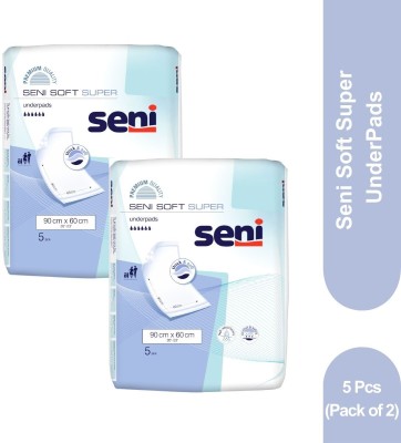 Seni Soft Super Underpads 5 Pieces (90 x 60 Cm) (Pack of 2) Adult Diapers - XXXL(10 Pieces)