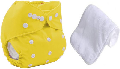 ocean count Reusable Baby Pocket Cloth Diapers With Charcoal Color Inserts Combo Pack (yellow Diaper + 1 I - L - XL(2 Pieces)