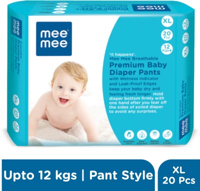 MeeMee Breathable Premium Baby Diaper Pants with Wetness Indicator and Leak-Proof Edges (XL, 20 Pcs) - XL(20 Pieces)