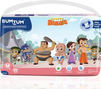 BUMTUM Chota Bheem Baby Diaper Pants With Leakage Protection High Absorb Technology - M(32 Pieces)