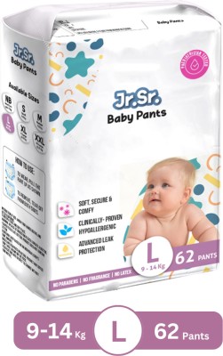 Jr. Sr. Baby Diaper Pants with Advanced Leak Protection | Soft & Comfortable | Pack of 1 - L(62 Pieces)