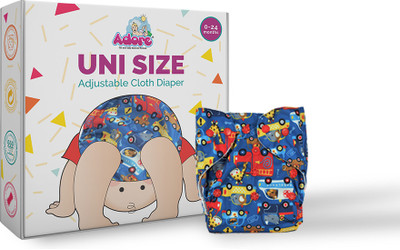 Adore Premium Unisize Adjustable Cloth Diaper - Set of 1 Diaper + 1 Charcoal Insert - S - M