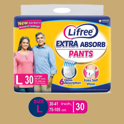 LIFREE Extra Absorb Diaper Pants Unisex Adult Diapers - L(30 Pieces)