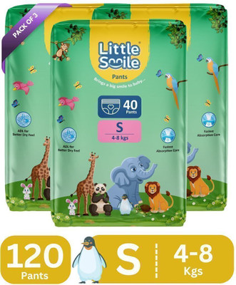 Little Smile Better Dry Feel Baby Diaper Pants | Pack of 3 - S(120 Pieces)
