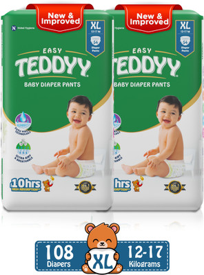 TEDDYY Easy Diaper Pants with Rash Protection and 3x Faster absorption Technology - XL(108 Pieces)