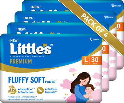 Little's Comfy Baby Pants Diapers with Wetness Indicator and 12 hours Absorption | Monthly Pack | Large - L(120 Pieces)