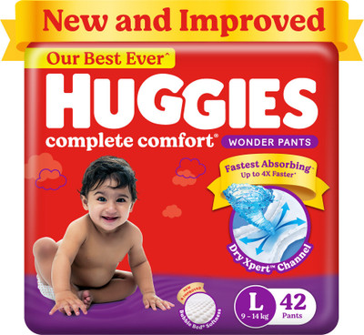 Huggies Complete Comfort Wonder Pants, India's Fastest Absorbing Diaper | - L(42 Pieces)