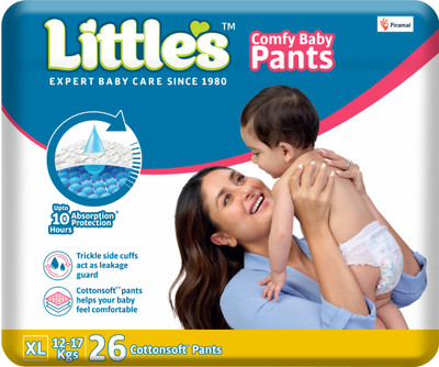 Little's Comfy Baby Pants, Standard, Extra Large With 10 Hours Absorption Protection - XL(26 Pieces)
