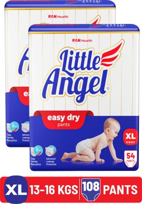 Little Angel Easy Dry Diaper Pants with 12 hrs absorption 54 Count/Pack,Pack of 2,13-16 Kgs - XL(108 Pieces)