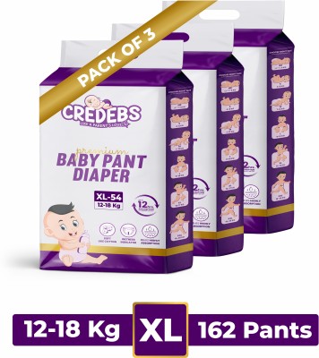 credebs By Baby Diaper Pants Double Layer Leakage Protection High Absorb Technology - XL(162 Pieces)