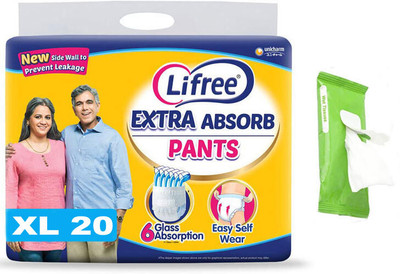 LIFREE Pants Diaper with Wet Wipes XL 20 Adult Diapers - XL(20 Pieces)