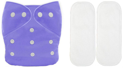 TINNY TOTS Fashionable Trendy Pack of 1 Pocket Style Button Solid Pattern Cotton Baby Reusable Cloth Diaper Nappies Quick-Dry All-In-One Adjustable Free Size With 2 Bamboo White Microfiber Inserts Pads(5 Layers) Absorbent Washable Soaker Boosters Premium Quality Wet-Free For Toddlers/Infants/New Bor
