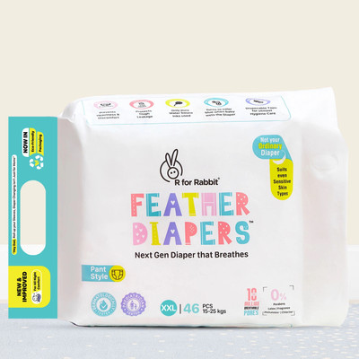 R for Rabbit Feather Diaper Pants Size XXL Pack of 46 - XXL(46 Pieces)