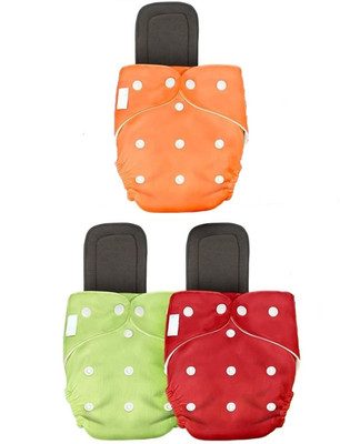 GREST Reusable Washable Cloth Diaper & Black Insert Pads for Babies 3 PC- Multicolor - S(3 Pieces)