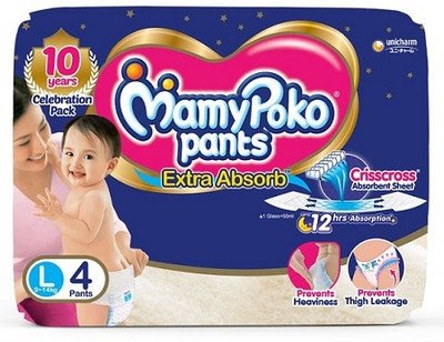 MamyPoko Pants Extra Absorb Large - 4 Diapers - L(4 Pieces)