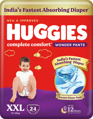 Huggies Complete Comfort Wonder Pants, India's Fastest Absorbing Diaper | - XXL(24 Pieces)