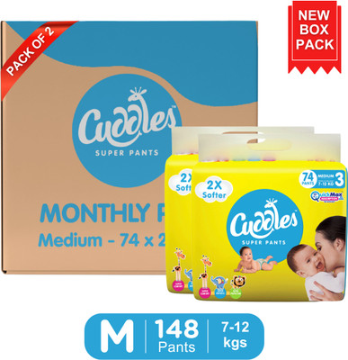 Cuddles - Super Pants Combo Pack - Medium (74*2) - M(148 Pieces)