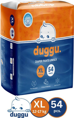 Duggu Soft Baby Diaper Pants | 12-17 kg | Up to 10 Hours Absorption | Pack of 1 - XL(54 Pieces)