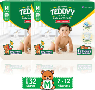 TEDDYY Easy Diaper Pants with Rash Protection and 3x Faster absorption Technology - M(132 Pieces)