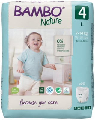 Bambo Nature Eco-friendly Pant Diapers with Wetness Indicator - L(20 Pieces)