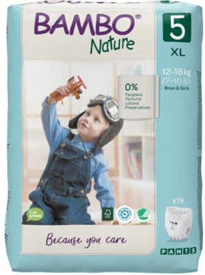 Bambo Nature Eco-friendly Pant Diapers with Wetness Indicator - XL(19 Pieces)
