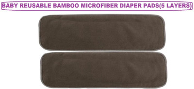 TINNY TOTS Premium Quality 5Layer Bamboo Charcoal Microfiber Cotton Insert Liner Reusable Washable Cotton Diaper Nappy Inserts for Baby Cloth Diapers,5 Layer White Inserts Liners Natures Cloth Diaper Liners Wet-Free (0-24 Months; 3-17 KGS;PACK OF 2) - New Born(2 Pieces)