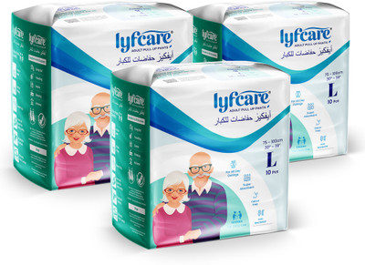 lyfcare Pull-Up Pants | Waist Size (30-39 Inch) Adult Diapers - L(30 Pieces)